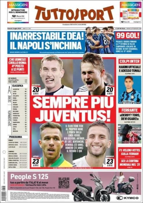 Portada TUTTOSPORT viernes 3 julio 2020