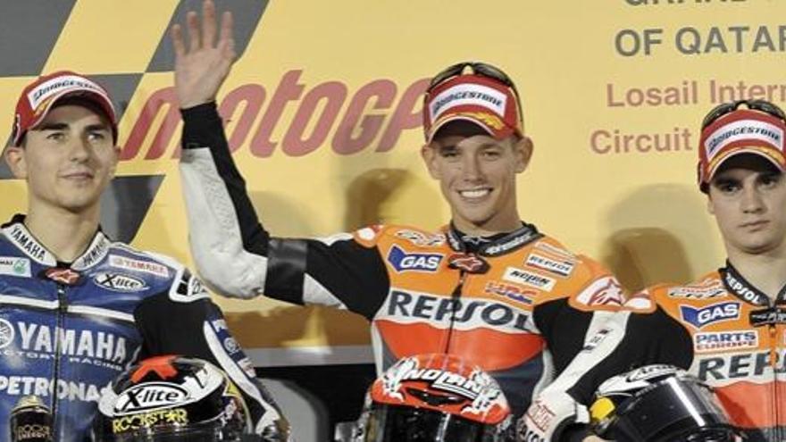 Stoner se confirma como el gran rival de Pedrosa y Lorenzo