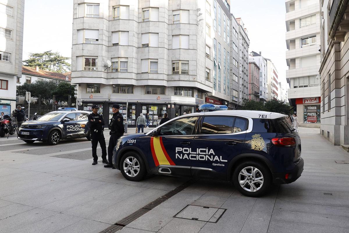 Efectivos de la Policía Nacional, en Pontevedra.