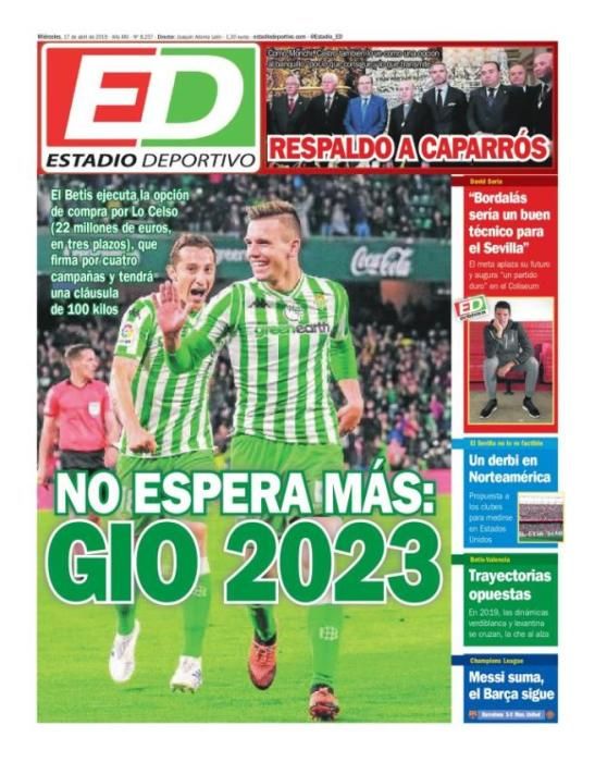 Portada ESTADIO DEPORTIVO miércoles 17 abril 2019