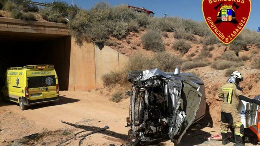 Dos heridos en un accidente de tráfico en la A-23 a la altura de Muel