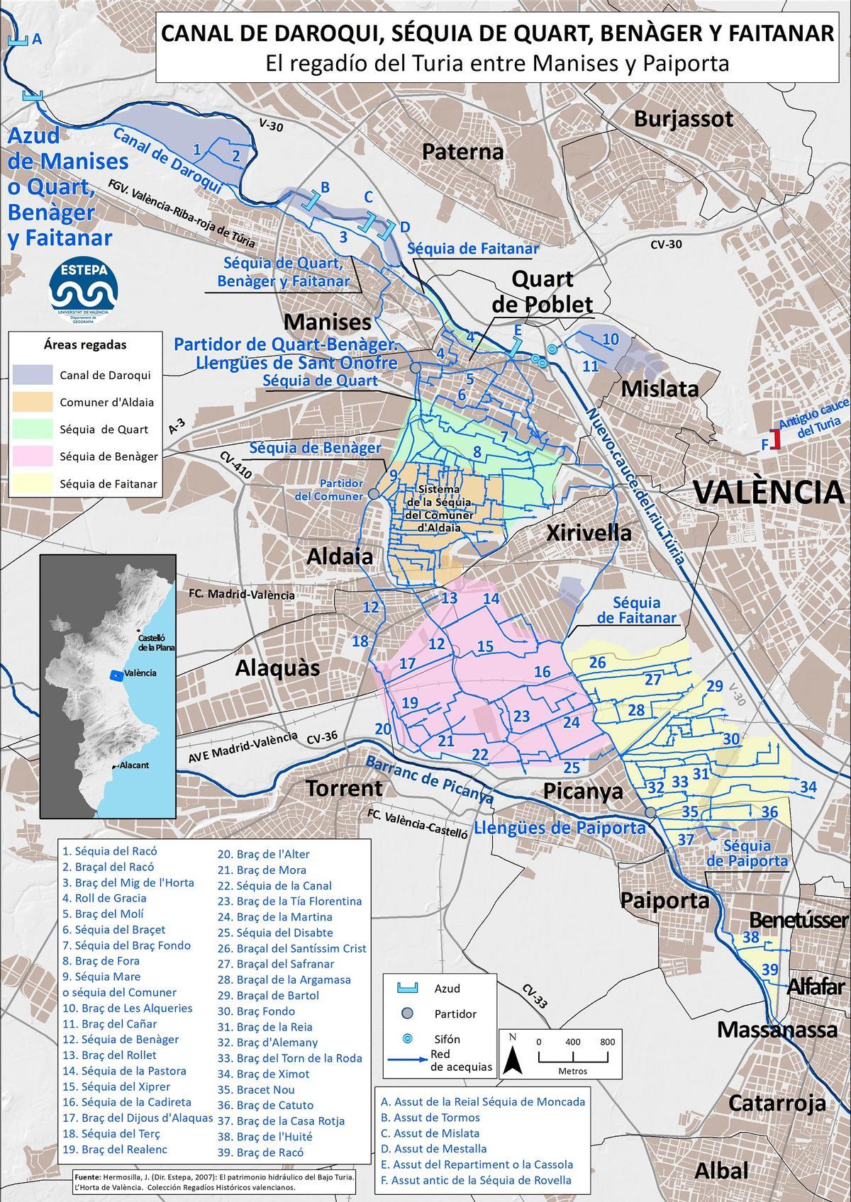 Canal de Daroqui. Séquia de Quart, Benàger y Faitanar.