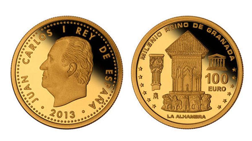 Presentación de monedas de oro.