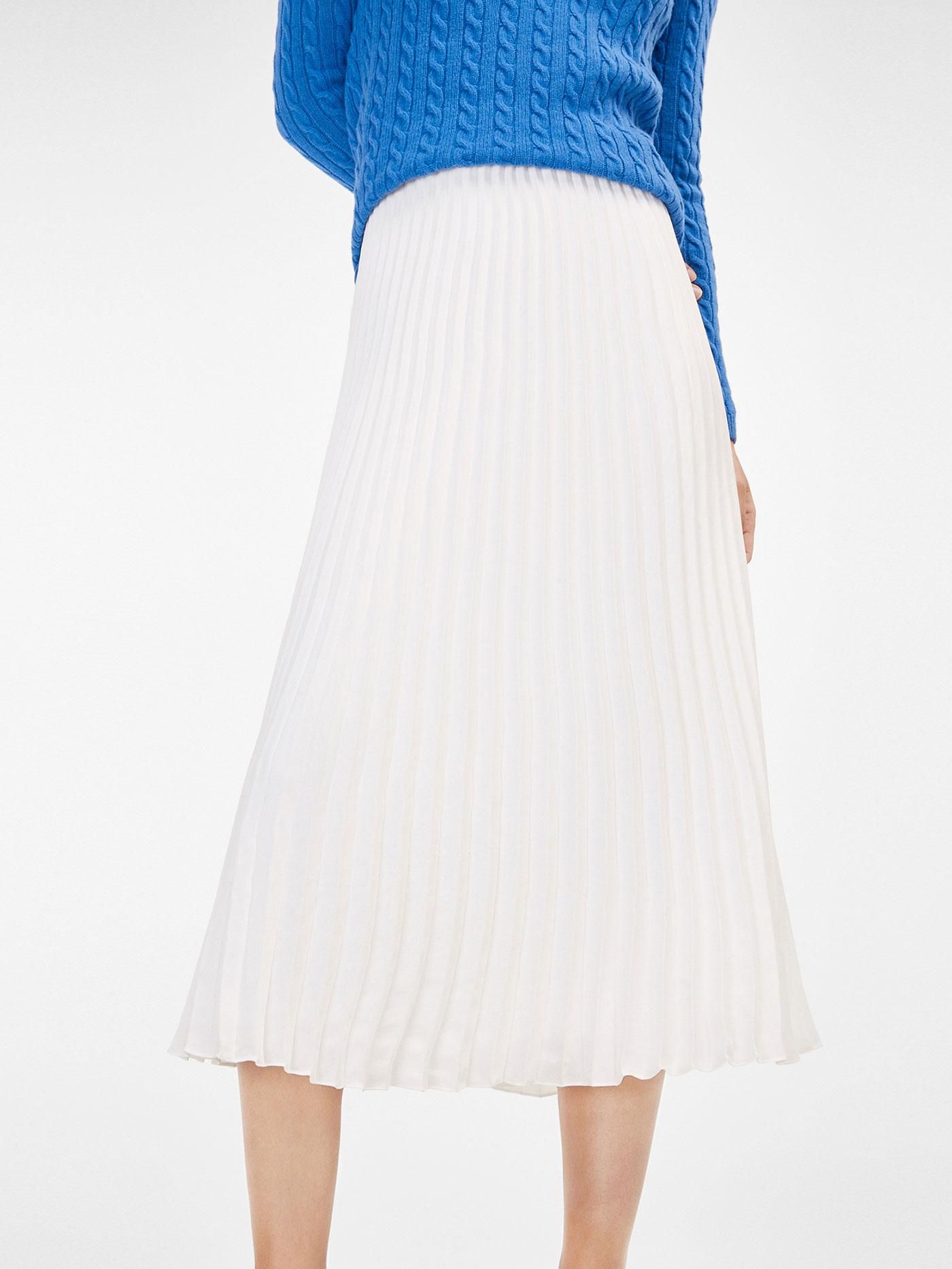 Falda plisada bajo asimétrico, Massimo Dutti