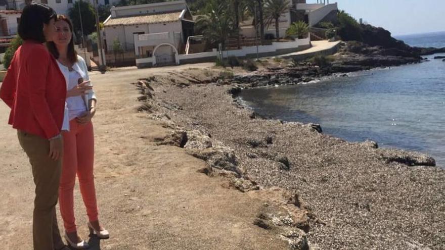 La alcaldesa durante una visita reciente a la playa de La Cola.