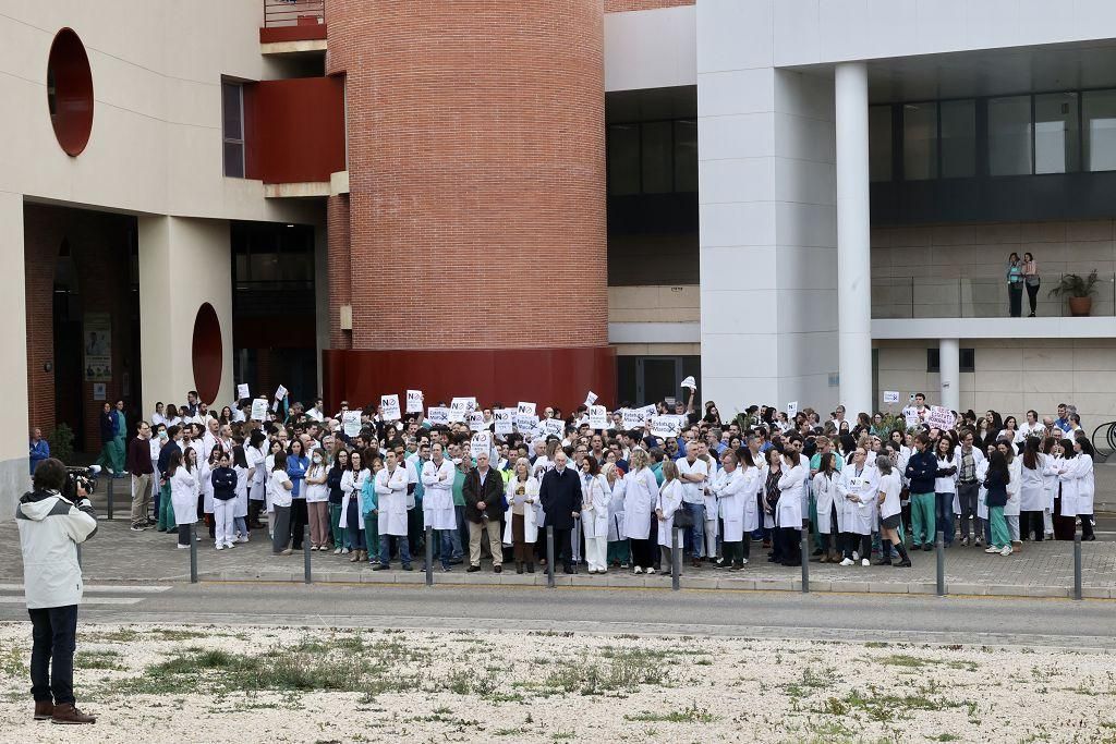 La protesta de los médicos contra el Estatuto Marco de Sanidad a las puertas de la Arrixaca, en imágenes