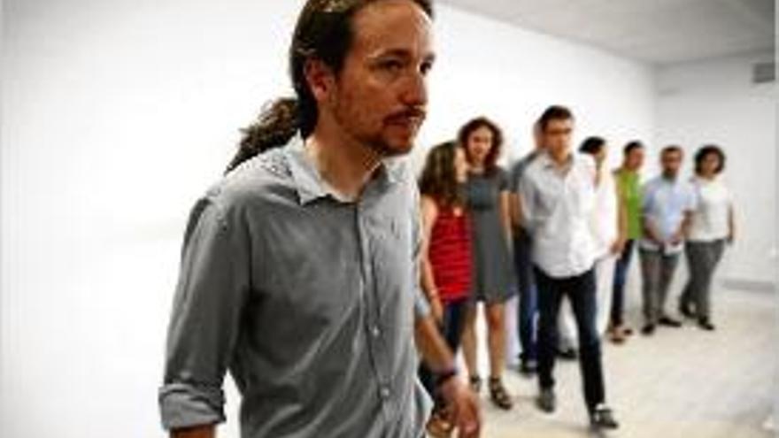 El líder de Podem, Pablo Iglesias, ahir, a Madrid.