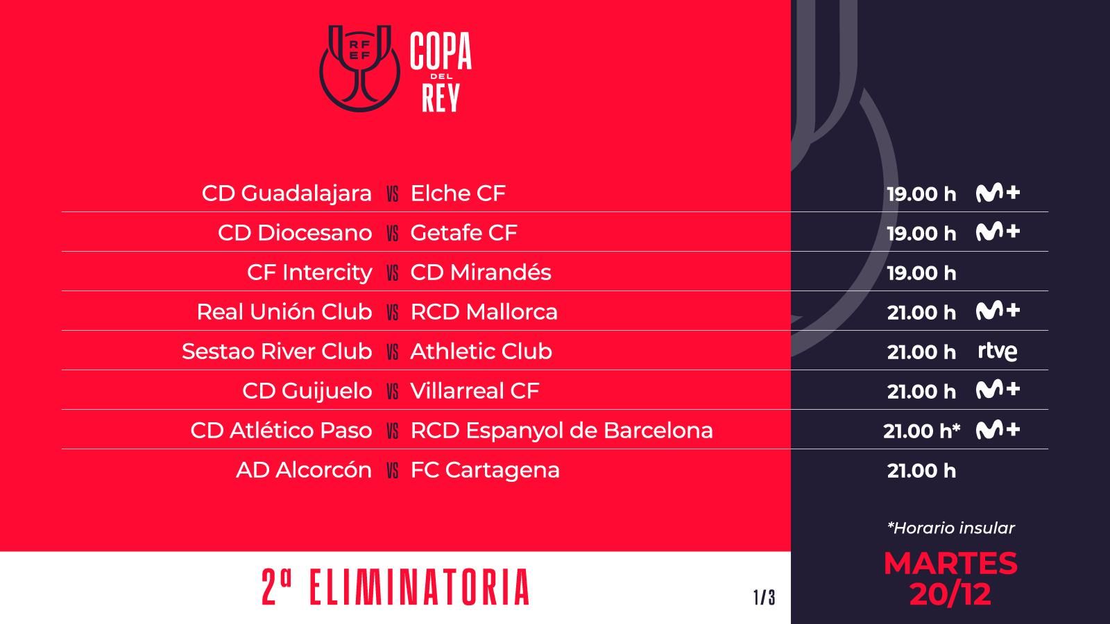 Los partidos del martes 20 de diciembre.