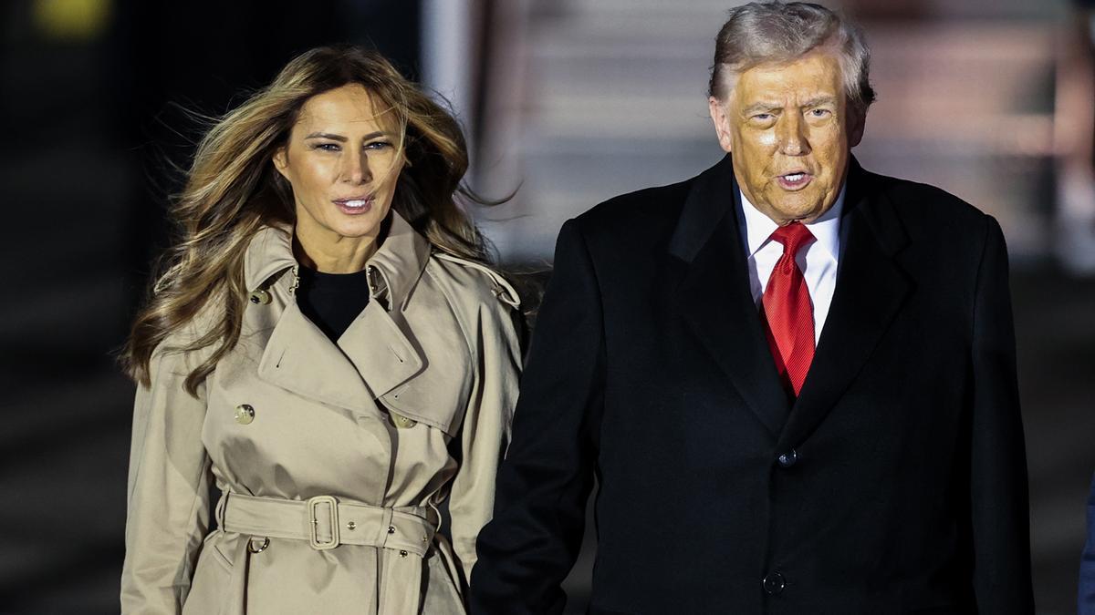 Donald Trump y Melania Trump, en su segunda visita de estado al Reino Unido.