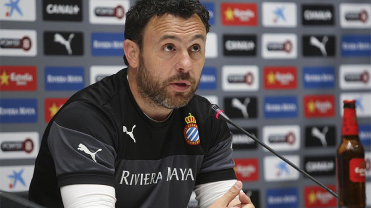 Sergio González durante la rueda de prensa previa al Espanyol-Real Madrid de la Liga BBVA 2014-15