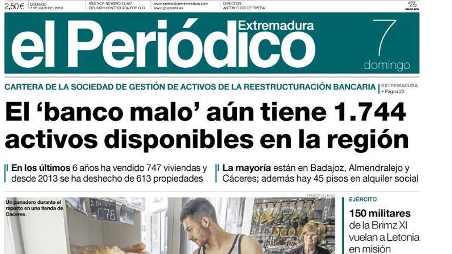 Esta es la portada de EL PERIÓDICO EXTREMADURA correspondiente al día 7 de julio del 2019