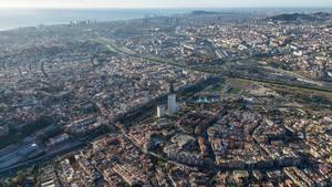 Vista áerea del área metropolitana de Barcelona, desde Santa Coloma de Gramenet.