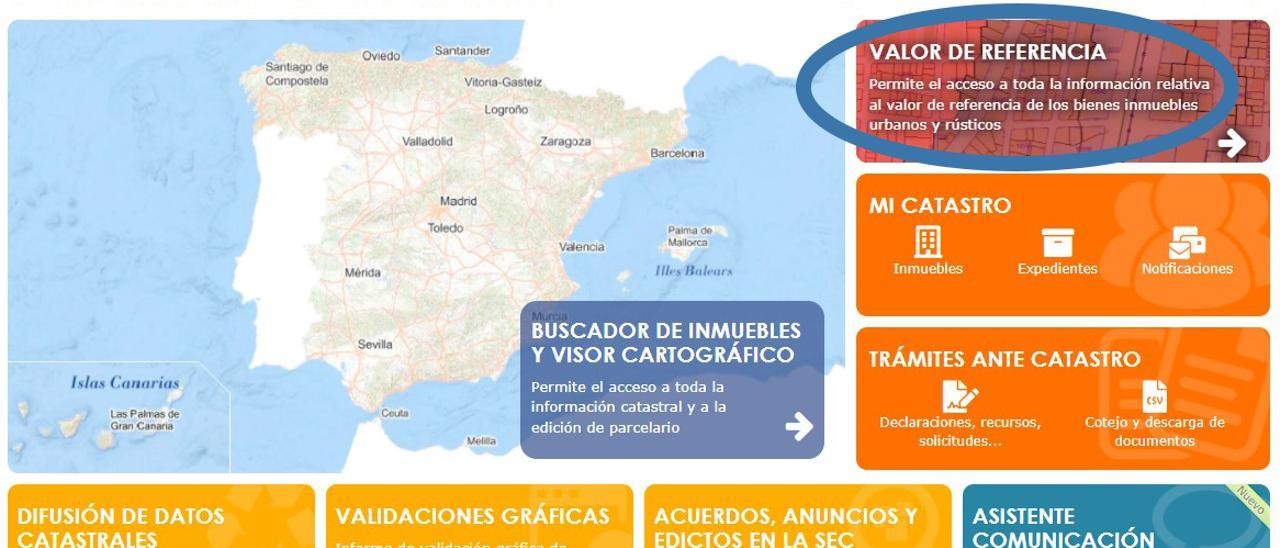 Páxina web da Sede Electrónica del Catastro