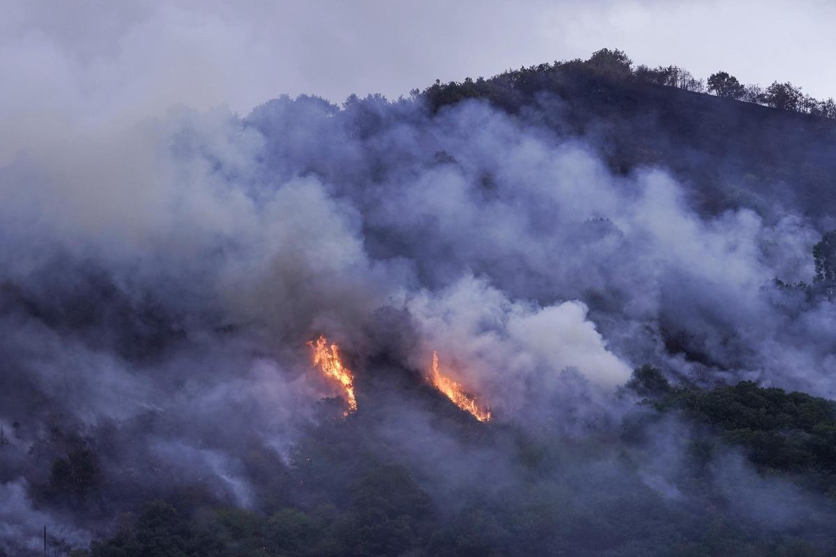 Imagen de archivo de un incendio forestal en Asturias.