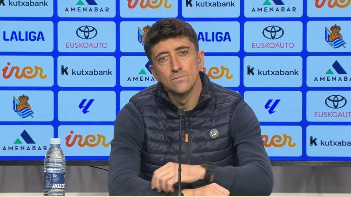Pablo Hernández, en la sala de prensa de Zubieta