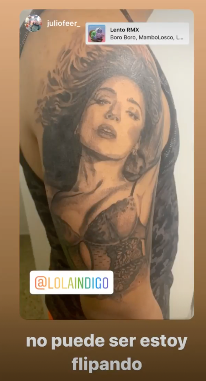 Tatuaje de la cara de Lola Indigo