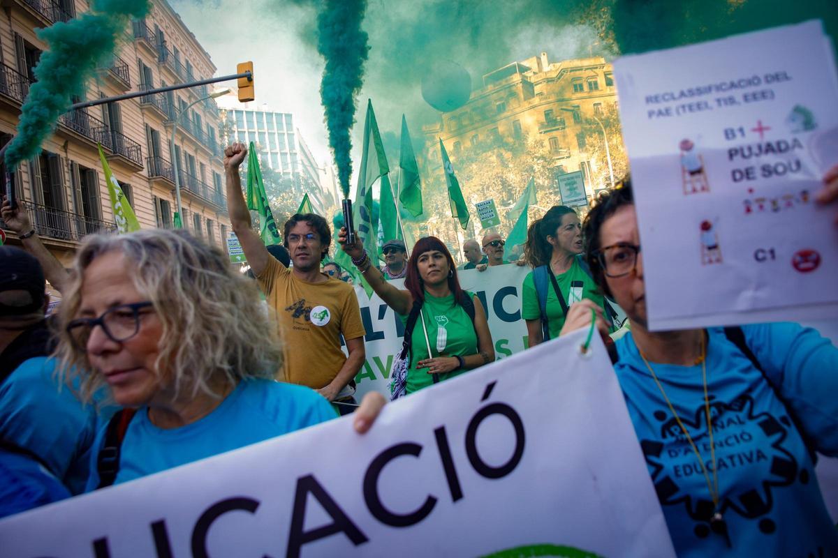 Manifestación de sindicatos educativos en Barcelona