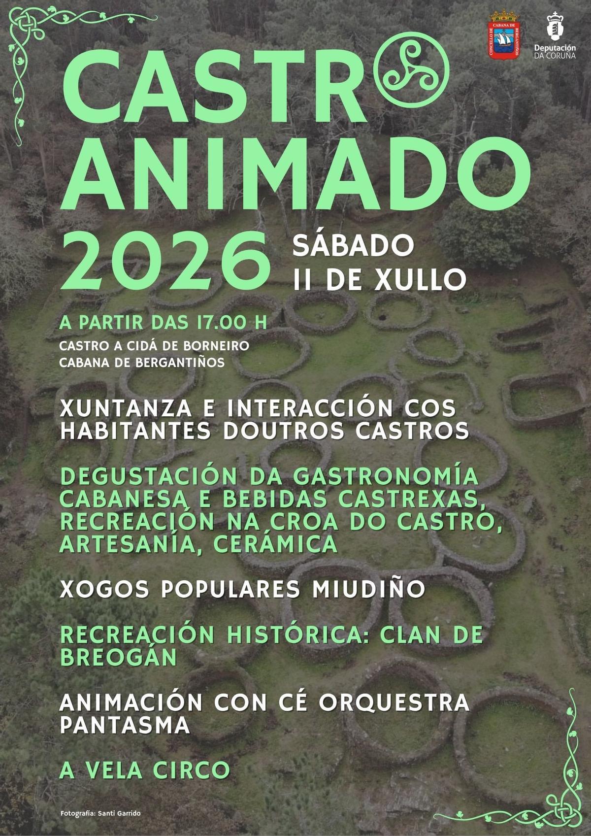 Cartel promocional do Castro Animado de Borneiro, en Cabana.