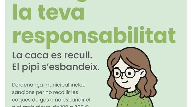 Cartell de la campanya "El teu gos, la teva responsabilitat", de l'Ajuntament de Cassà de la Selva