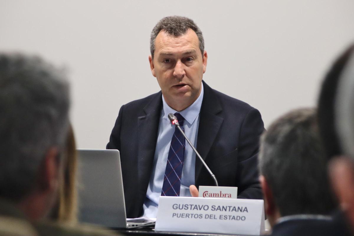 Gustavo Santana, presidente de Puertos del Estado, en la conferencia de este miércoles en Tarragona.