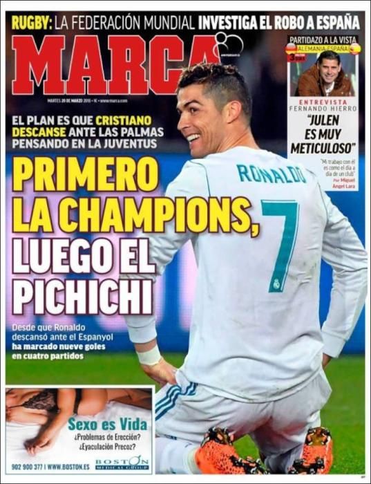 Portadas deportivas del martes 20 de marzo