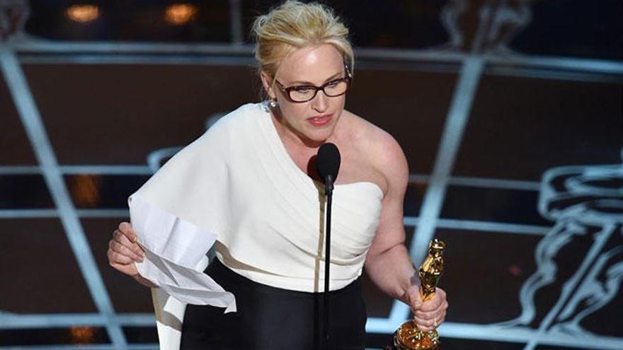 Patricia Arquette durante su discurso en los Oscars.