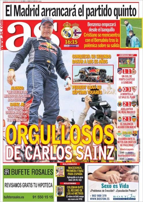 Portadas domingo 21 de enero de 2018