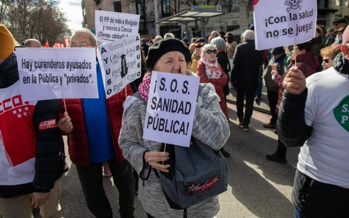 Manifestación en defensa de la salud pública madrileña.