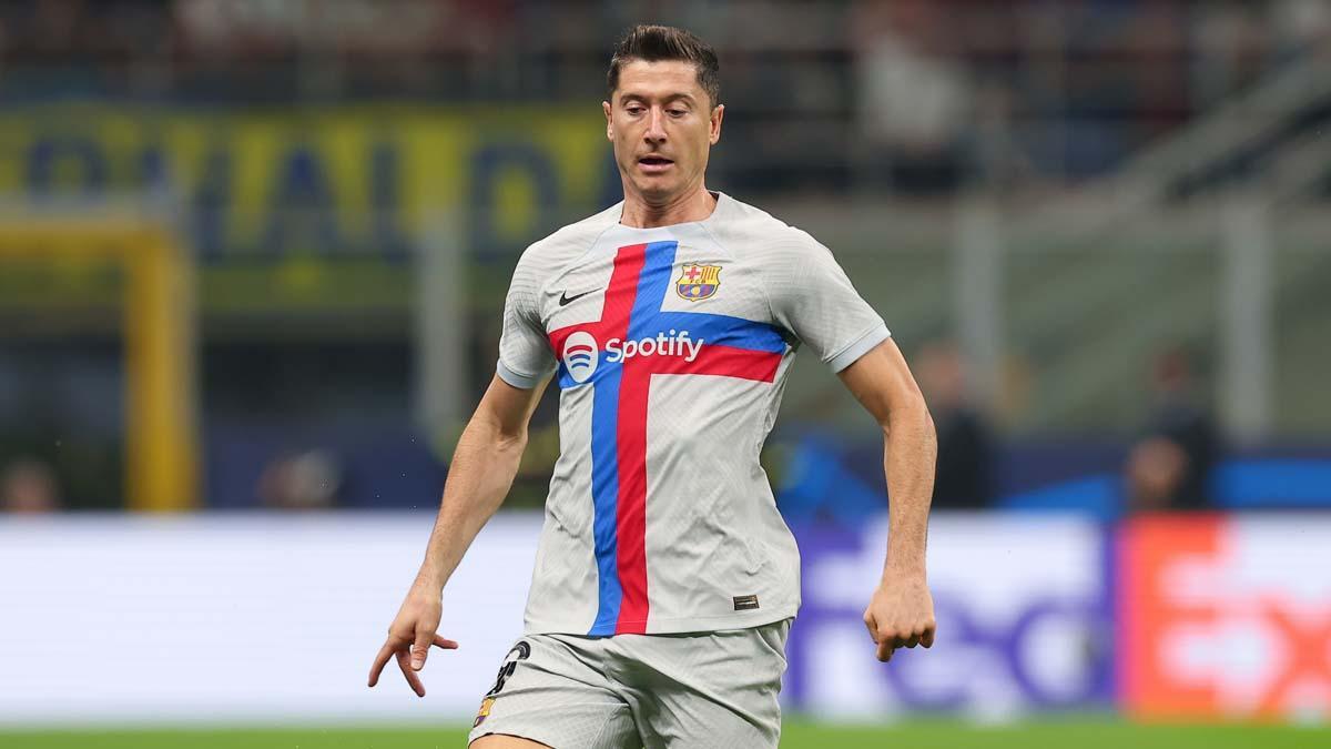 Lewandowski, en una acción contra el Inter de Milán