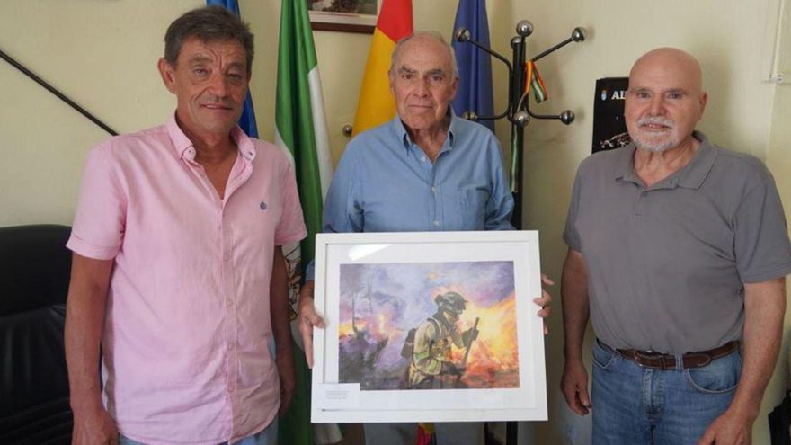 Zurita dona a Algatocín una pintura del incendio de Sierra Bermeja