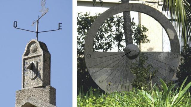 Reloxos de sol modernos en Cangas e Montecarrasco. // Arquivo do autor
