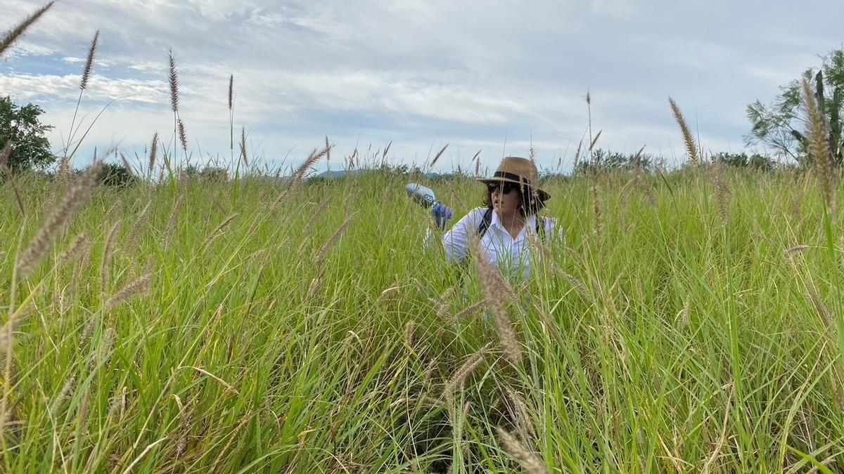 Mery, en pleno trabajo de campo