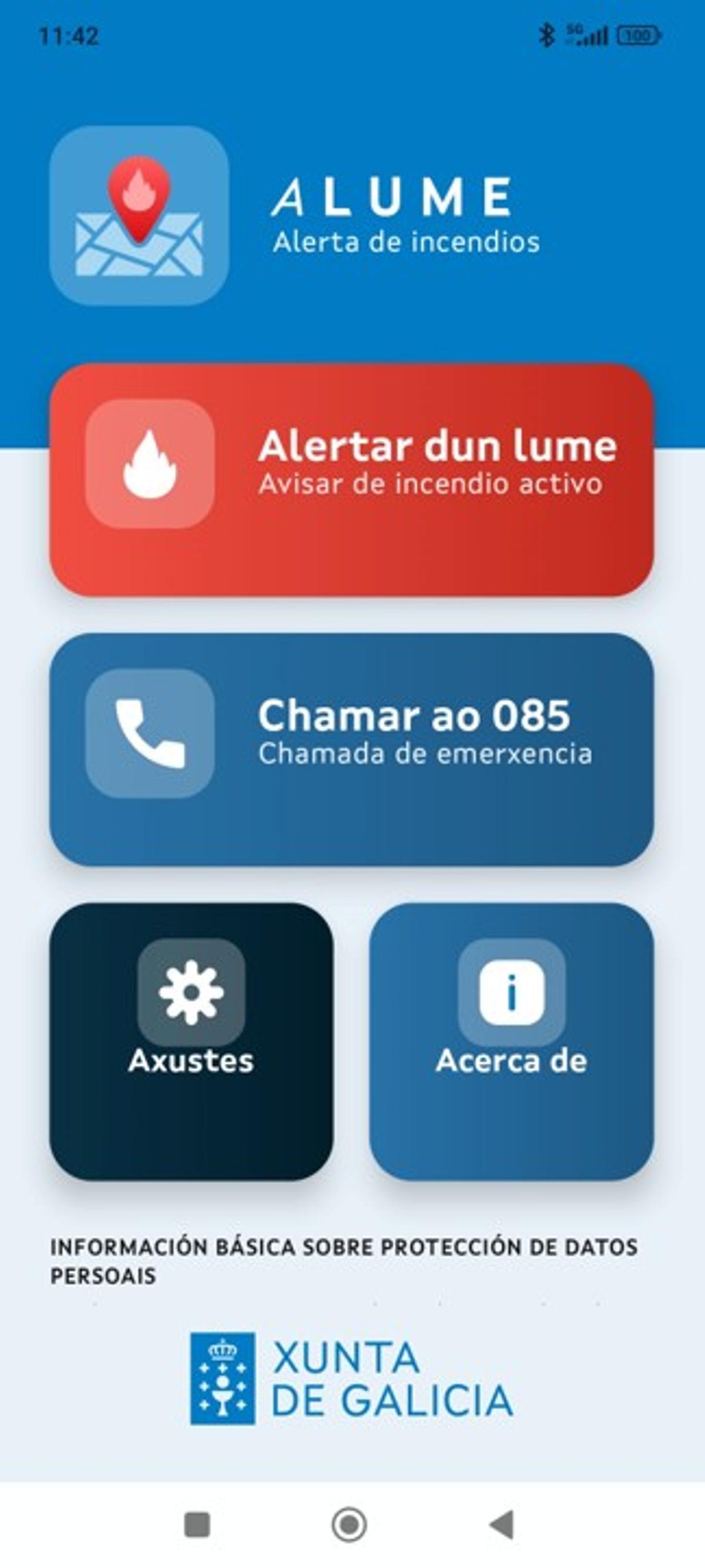 Interfaz de la app Alume