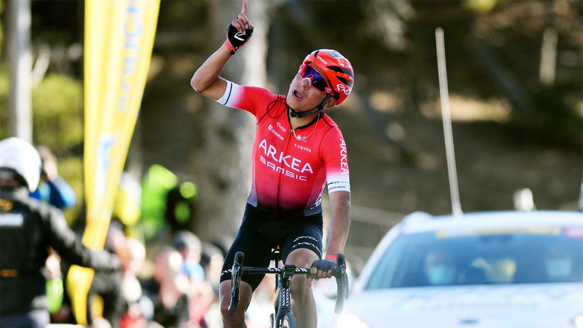 Nairo Quintana celebrando su victoria