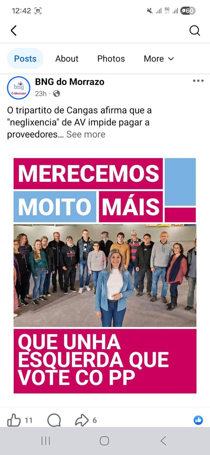 El BNG Comarcal critica en sus redes a AV.