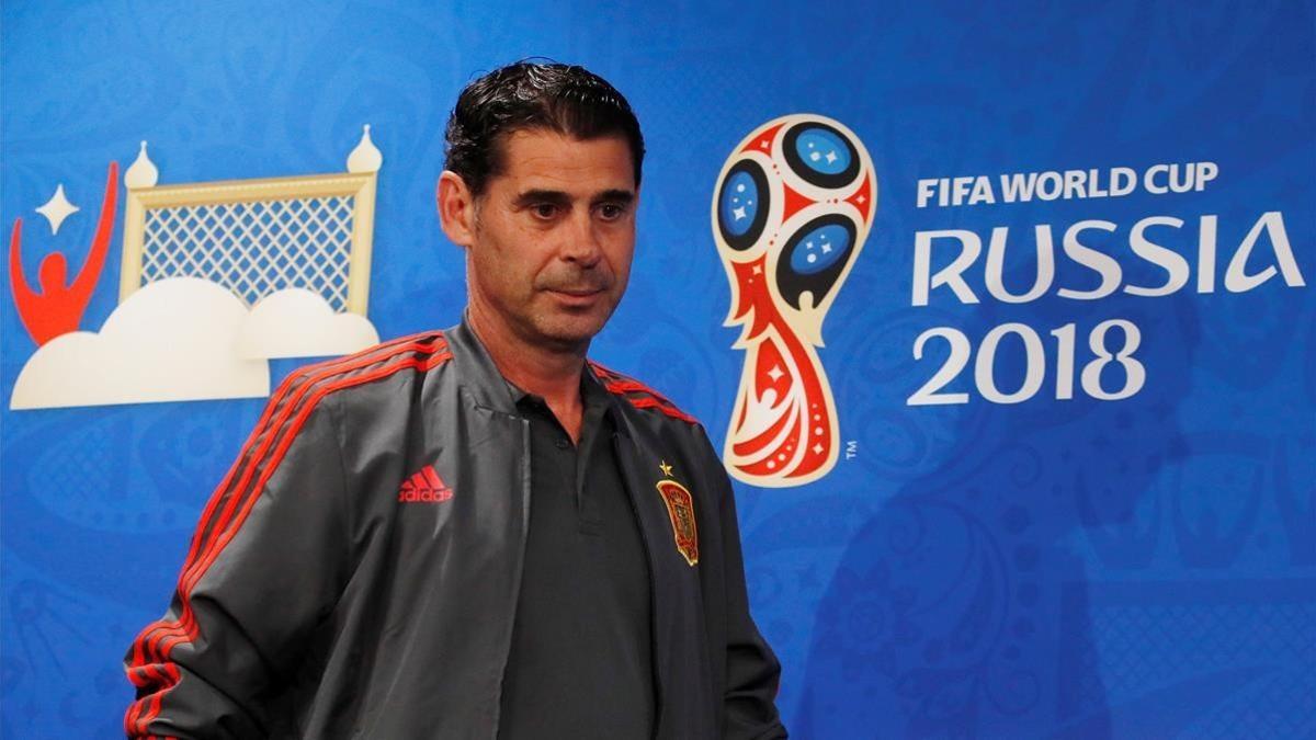 Hierro, en la conferencia de prensa que ofreció en el estadio Luzhniki de Moscú.