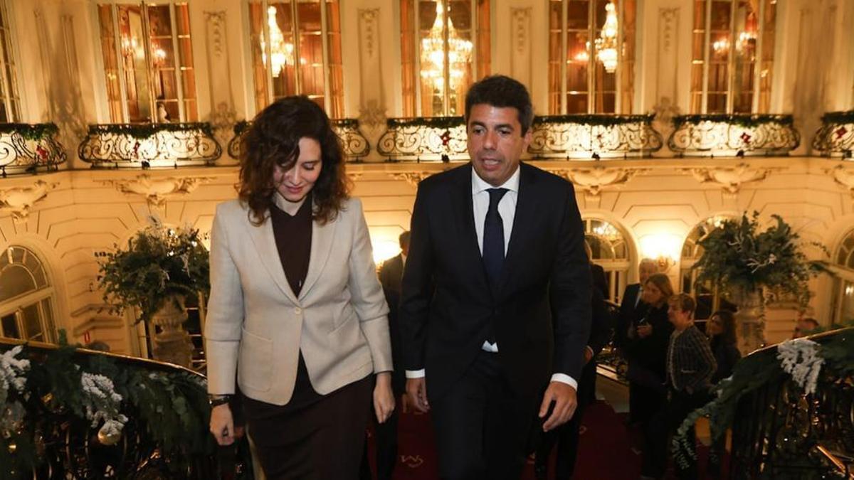 Carlos Mazón e Isabel Díaz Ayuso, a su llegada a la cumbre Madrid-Comunitat Valenciana.