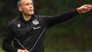 Sergio Francisco, durante un entrenamiento del filial de la Real Sociedad.