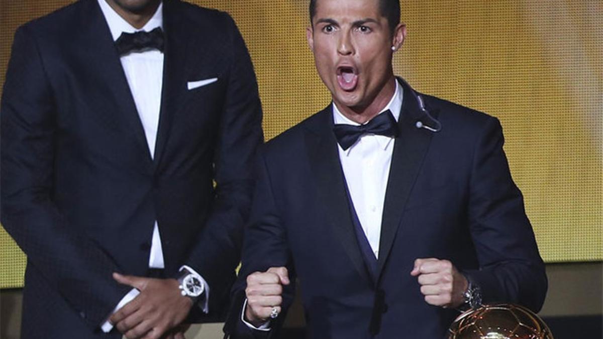 Cristiano Ronaldo, en el momento de lanzar su ridículo grito