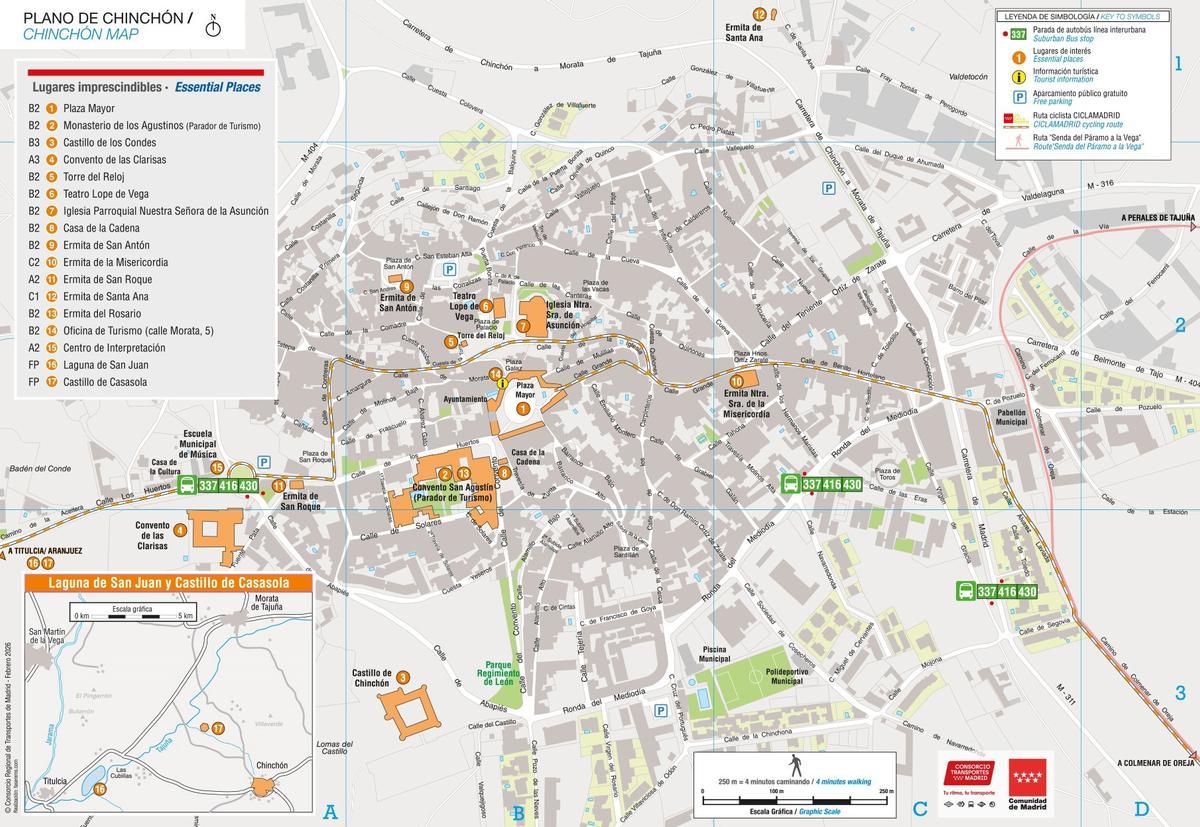 La Comunidad de Madrid suma el municipio de Chinchón a la colección de planos turísticos de la región en transporte público