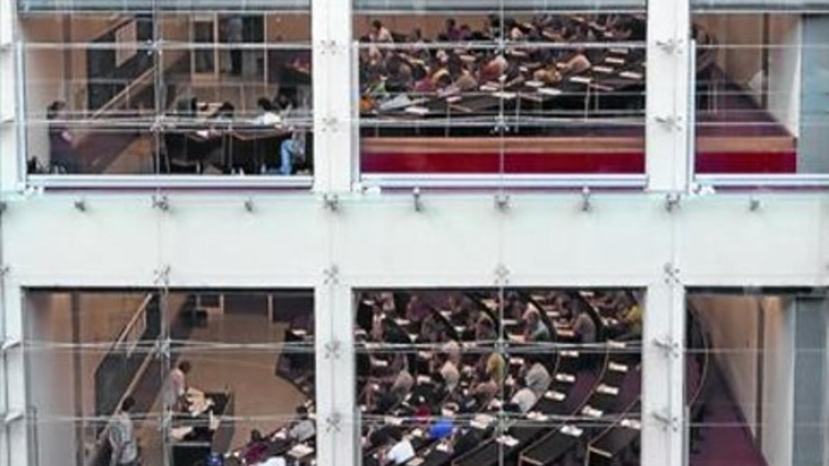 Aula de la Universidad Pompeu Fabra, en el campus de la Ciutadella, en Barcelona.