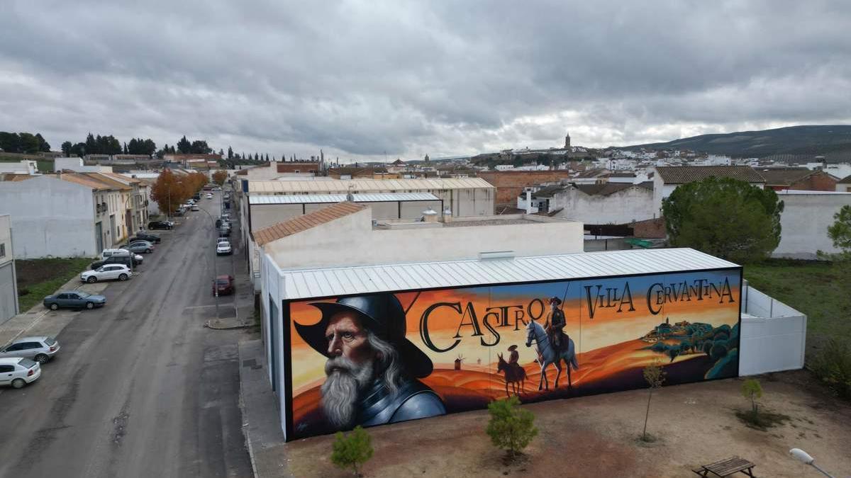 Vista aérea del mural de Sake instalado en Castro delRío.