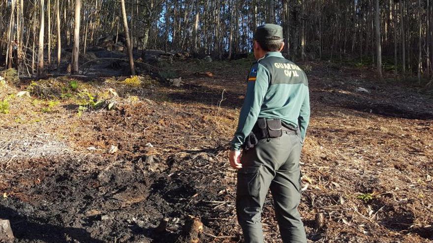 Un agente investiga la zona en la que se inició el fuego // GC