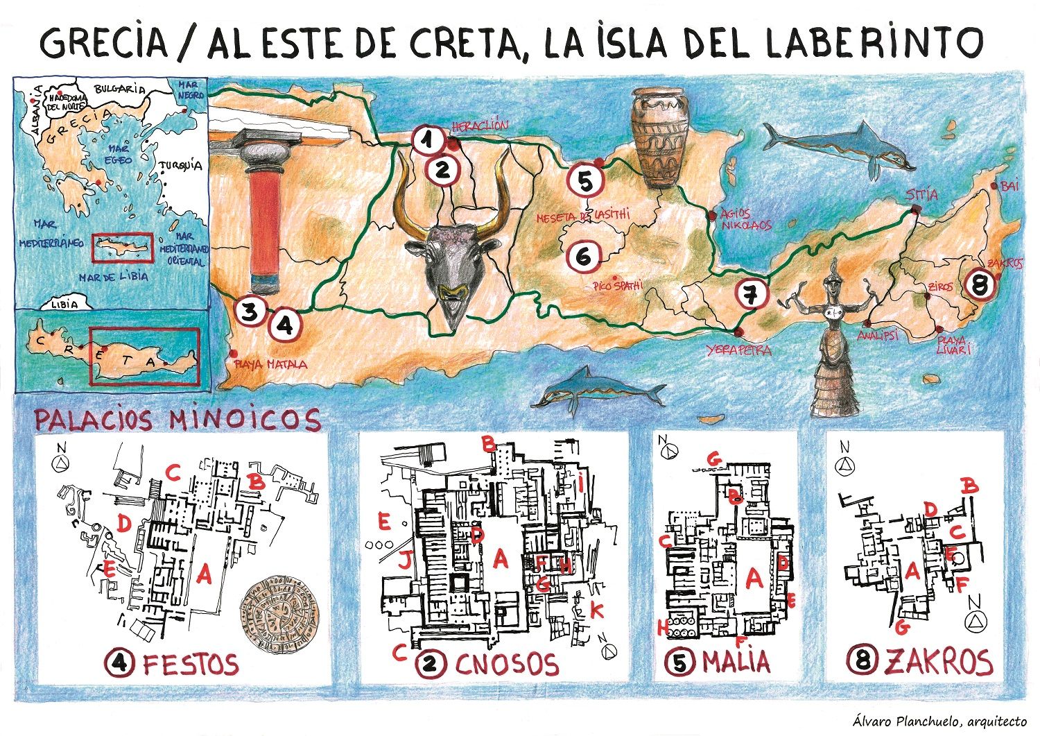 Mapa de la Creta minoica.