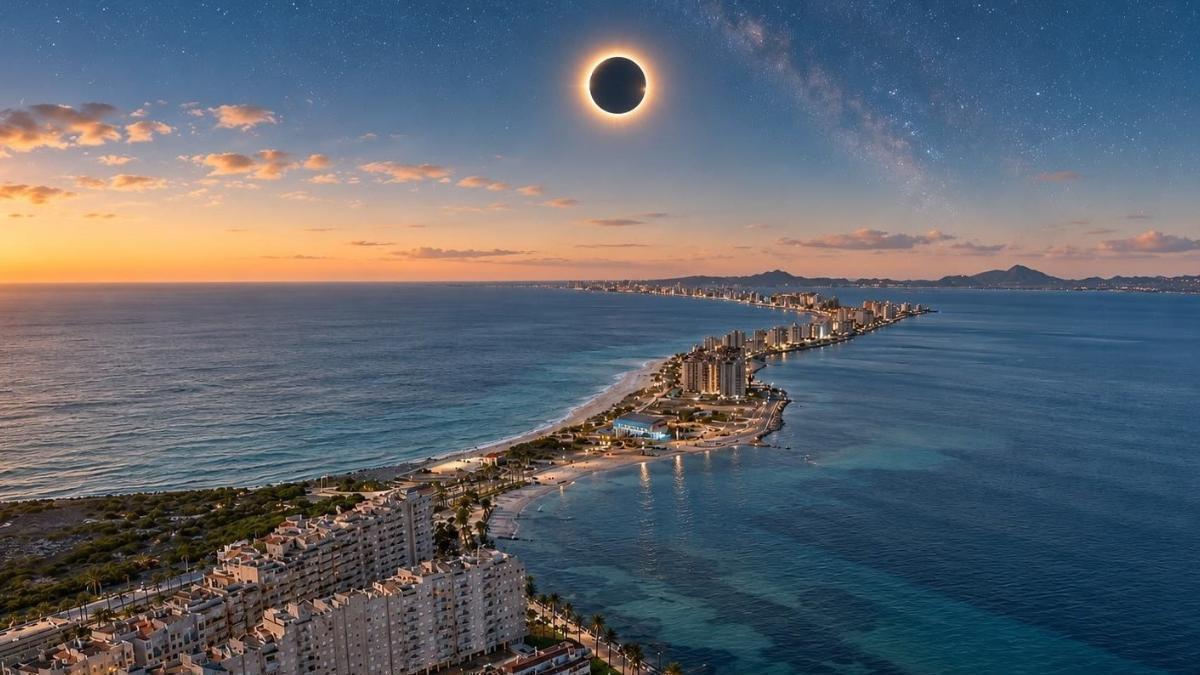 Eclipse en La Manga del Mar Menor, el 12 de julio.