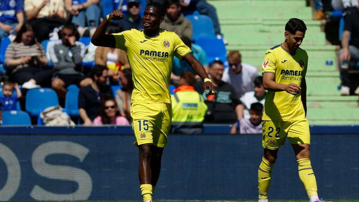 Thierno Barry celebra su gol ante el Getafe