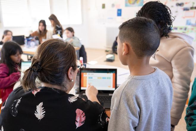 Aula de una escuela pública de Manresa, este curso.