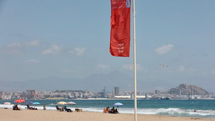 Bandera roja en la playa de Urbanova y la de perros por la mala calidad del agua