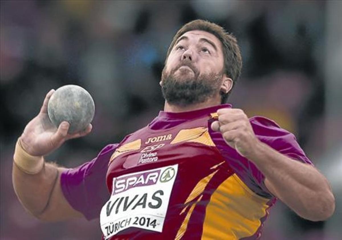 Borja Vivas, ahir, a Zuric, durant la final de pes, prova en què va aconseguir la medalla de plata.