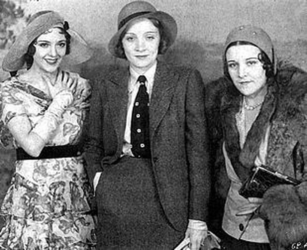 Suzy Vernon (izquierda), Marlene Dietrich e Imperio Argentina (derecha), en 1931.